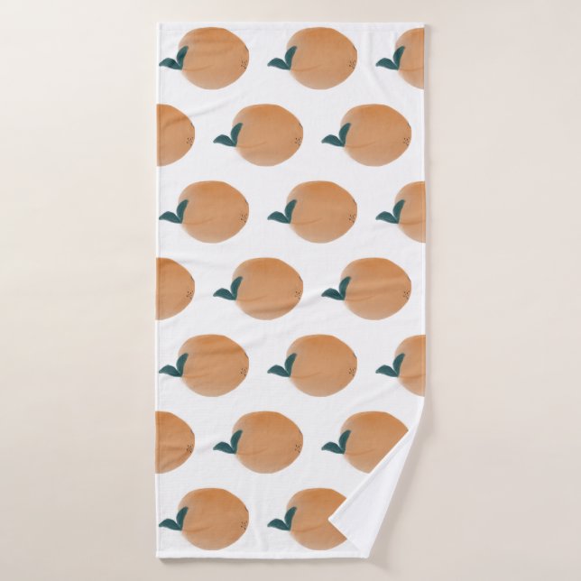 Niedliches Peach Orange Fruit Hand gezogen Badehandtuch (Badehandtuch)