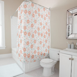 Niedliches Peachy Floral Muster Duschvorhang
