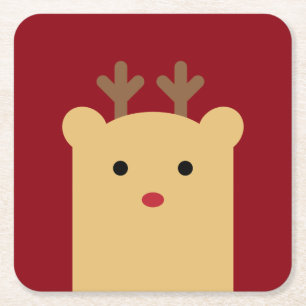 Niedliches Peekaboo-Ren-Untersetzer-Set Rechteckiger Pappuntersetzer