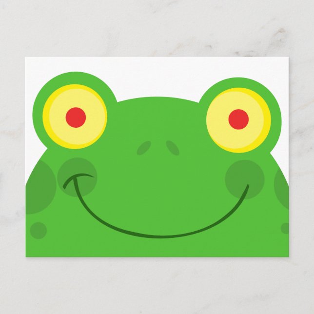 niedliches Peeking Cartoon Frosch Gesicht Postkarte (Vorderseite)