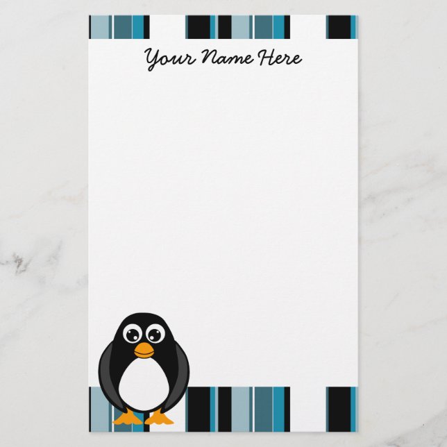 Niedliches Penguin-Briefpapier - Blau Briefpapier (Vorderseite)