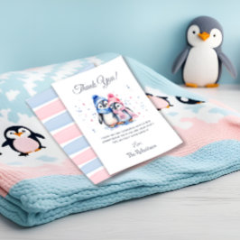 Niedliches Penguin Winter Animal Gender Reveal Par Dankeskarte