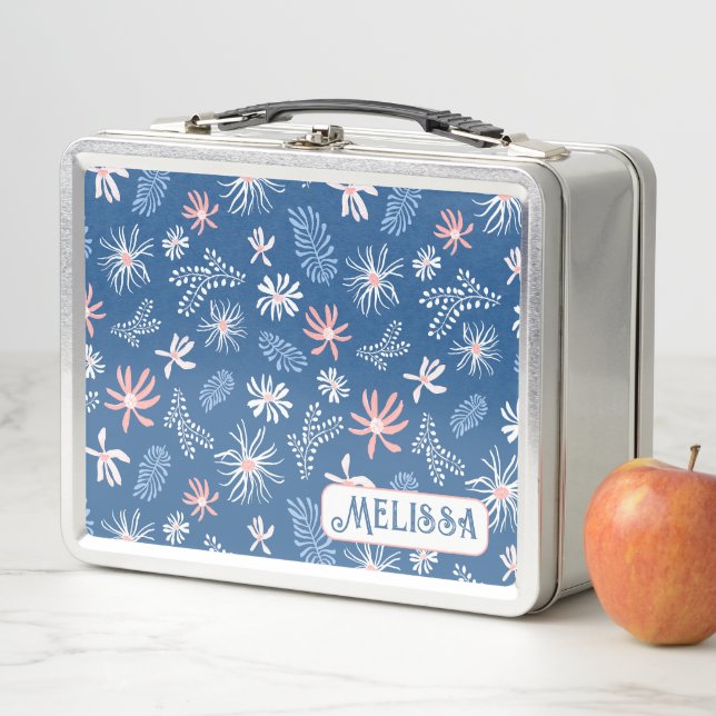 Niedliches Personal Metal Lunchbox blau und rosa B (Beispiel)