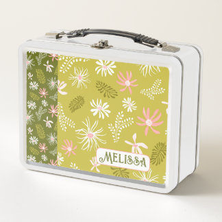 Niedliches Personal Metal Lunchbox grün und rosa B