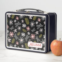 Niedliches Personal Metal Lunchbox schwarz-rosa Bl