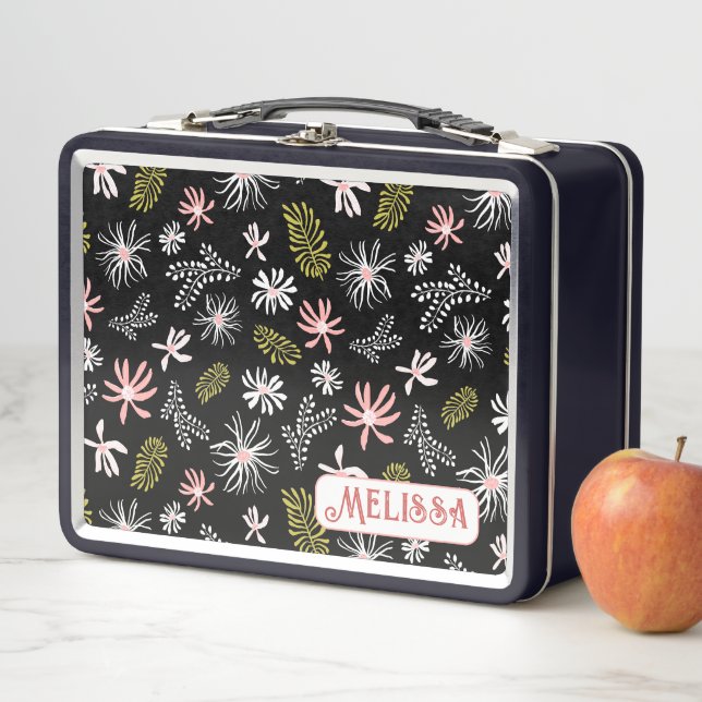 Niedliches Personal Metal Lunchbox schwarz-rosa Bl (Beispiel)