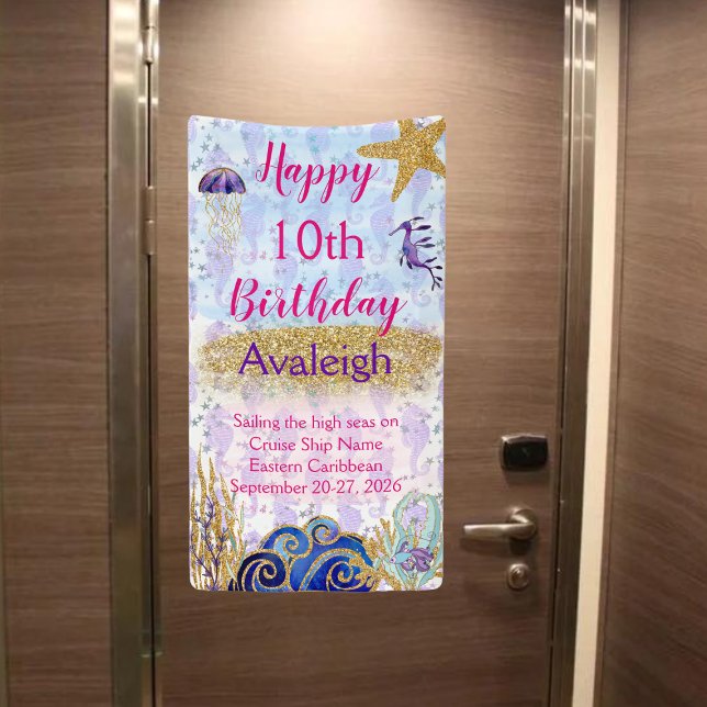 Niedliches Personalisiert Happy Birthday Banner (Customize this cute sparkly underwater Birthday Banner)