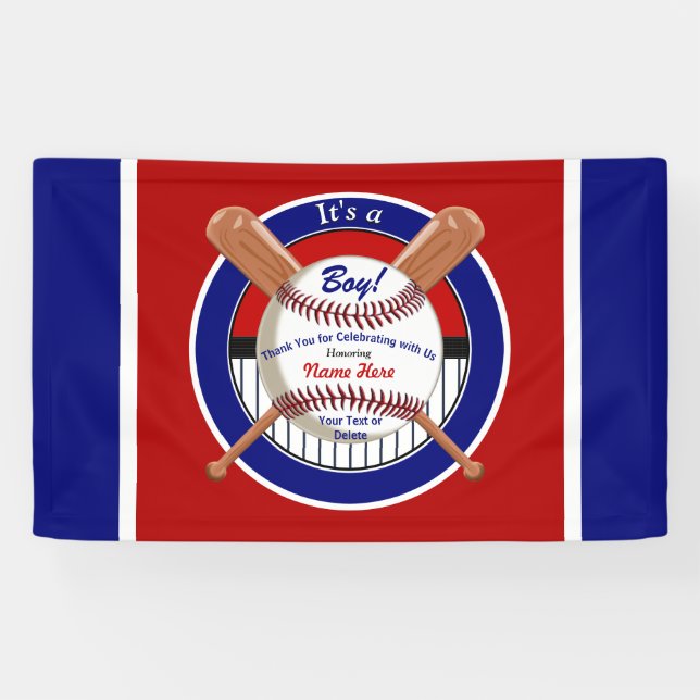 Niedliches Personalisiertes Baseball Baby-Duschban Banner (Horizontal)