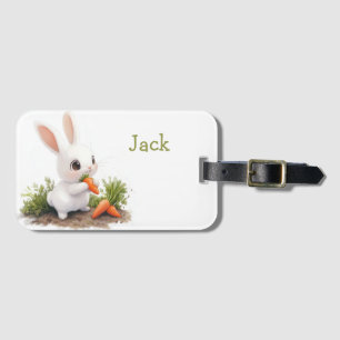 Niedliches Personalisiertes Bunny mit Carrot Gepäckanhänger