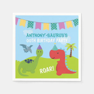 Niedliches Personalisiertes Dinosaurier-Party Serviette