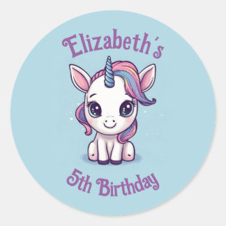 Niedliches Personalisiertes Einhorn-Gastgeschenk,  Runder Aufkleber