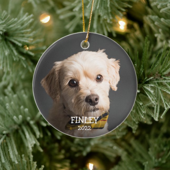 Niedliches Personalisiertes Foto Weihnachten Keramik Ornament (Baum)