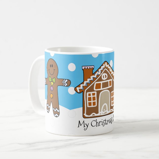 Niedliches Personalisiertes Gingerbrett Weihnachte Kaffeetasse (Vorderseite Links)