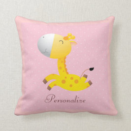 Niedliches personalisiertes Giraffen-Rosa Kissen