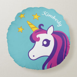 Niedliches personalisiertes Gurt-Einhorn-Rundkisse Rundes Kissen