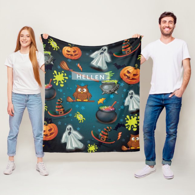 Niedliches Personalisiertes Halloween-Muster Fleecedecke (Beispiel)