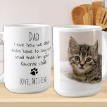 Niedliches Personalisiertes Haustier Foto Katze Va Kaffeetasse<br><div class="desc">Überraschen Sie den Cat Vater dieser Väter Tag oder für seinen Geburtstag oder irgendeinen Anlass mit dieser super niedlichen Katze Papa Tasse. "Vater ... Ich Liebe, wie wir nicht einmal laut sagen müssen, dass ich dein Lieblingskind bin" macht ein perfektes Geschenk von der Katze! Personalisieren Sie mit Katzen Foto und...</div>