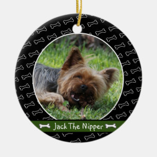 Niedliches Personalisiertes Hundeknochen Rotes Gr Keramik Ornament