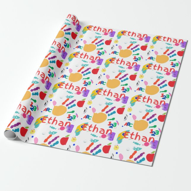 Niedliches Personalisiertes Kid's ABC Handfarbe 12 Geschenkpapier (Ungerollt)