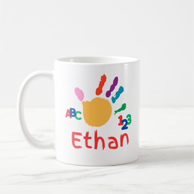 Niedliches Personalisiertes Kid's ABC Handfarbe 12 Kaffeetasse (Links)