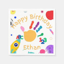 Niedliches Personalisiertes Kid's ABC Handfarbe 12 Serviette