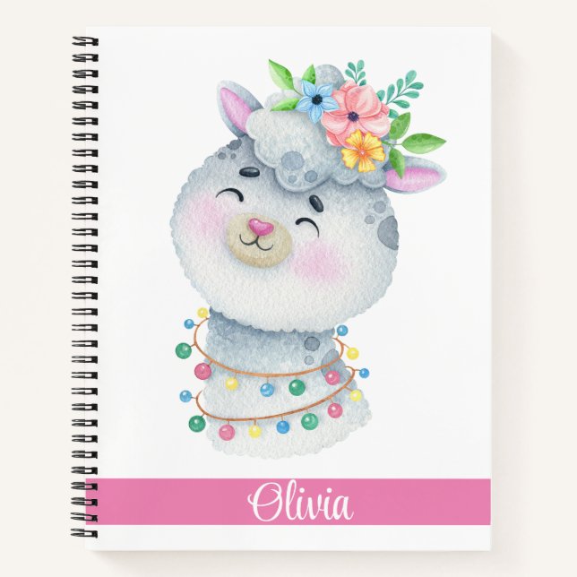 Niedliches Personalisiertes Llama-Notebook Notizbuch (Vorderseite)