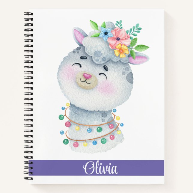 Niedliches Personalisiertes Llama-Notebook Notizbuch (Vorderseite)