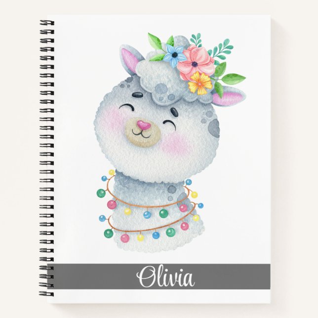 Niedliches Personalisiertes Llama-Notebook Notizbuch (Vorderseite)
