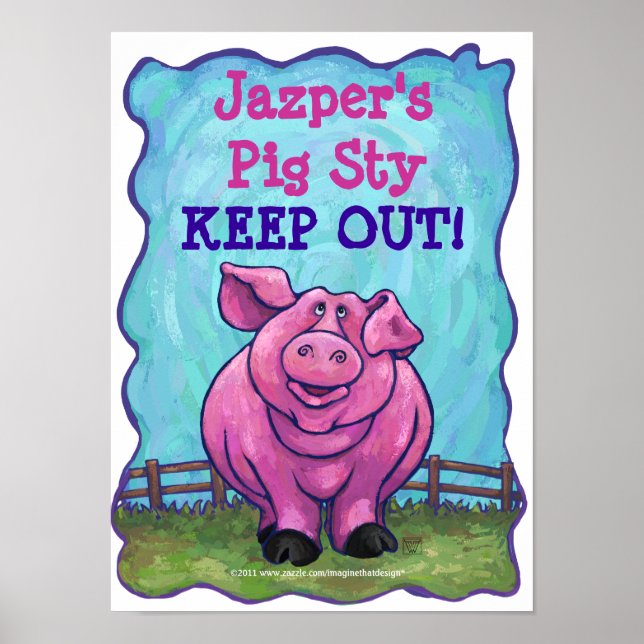Niedliches Personalisiertes Pig Story Room Poster (Vorne)