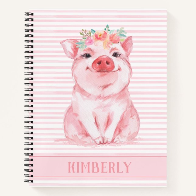 Niedliches Personalisiertes Rosa Ping Notizbuch (Vorderseite)