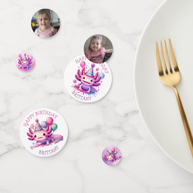 Niedliches Personalisiertes Rosa und Lila Axolotl  Konfetti (Gruppe)