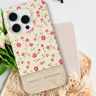 Niedliches Personalisiertes Shabby Chic Blumenholz Case-Mate iPhone Hülle