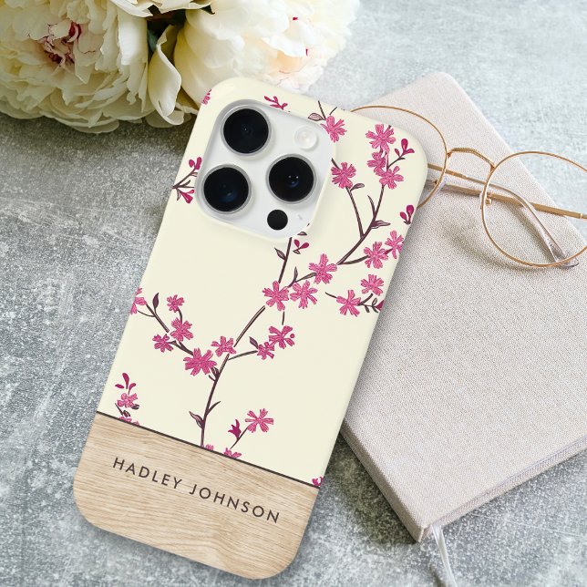 Niedliches Personalisiertes Shabby Chic Blumenholz Case-Mate iPhone Hülle (Von Creator hochgeladen)