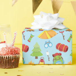 Niedliches Personalisiertes Sommercamp-Muster Geschenkpapier
