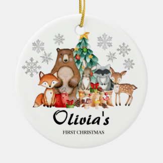 Niedliches Personalisiertes Weihnachtstier Keramik Ornament