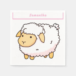 Niedliches Personalisiertes Weißschaf Serviette