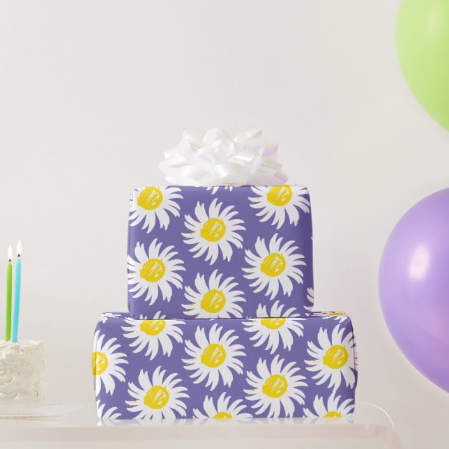 Niedliches Perwinkle-Blütenmuster Federchic Geschenkpapier (Partygeschenke)