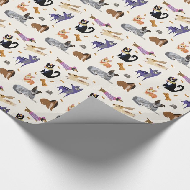 Niedliches Pet Wrapping Paper mit Hunden, Katzen u Geschenkpapier (Ecke)