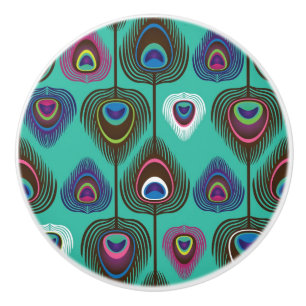 niedliches Pfauenfedermuster Keramikknauf