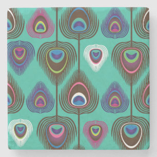 niedliches Pfauenfedermuster Steinuntersetzer