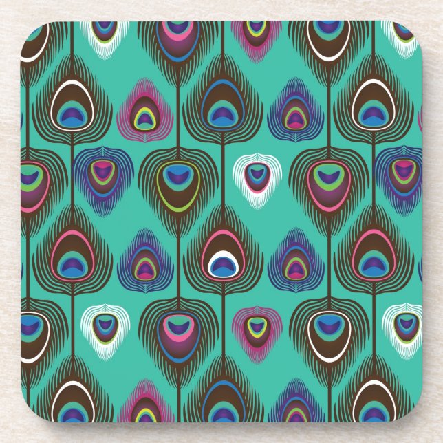 niedliches Pfauenfedermuster Untersetzer (Vorderseite)