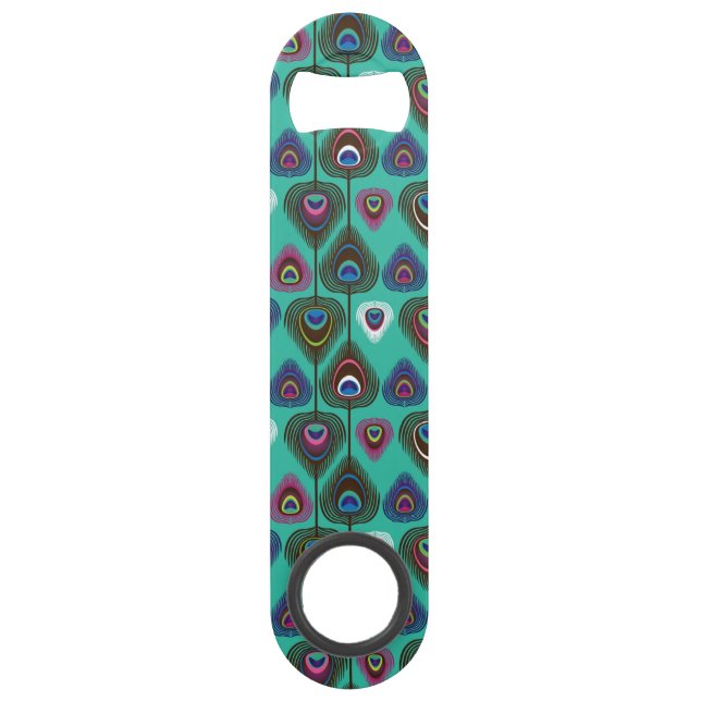 niedliches Pfaufedermuster Speed Flaschenöffner (Vorderseite)