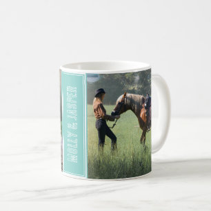 Niedliches Pferd Aquamarin zwei Foto Collage und N Kaffeetasse