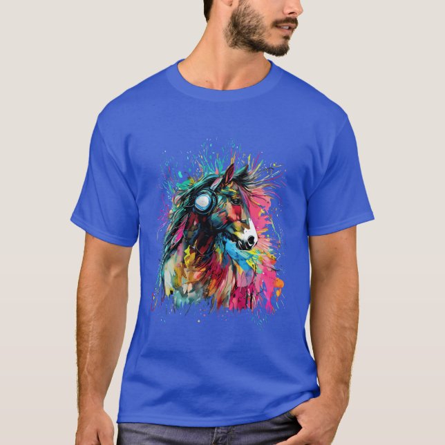 Niedliches Pferd Farbenfrohe Regenbogenfarben für  T-Shirt (Vorderseite)
