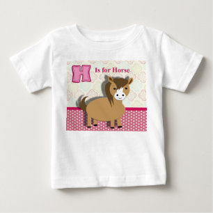 Niedliches Pferd Kinder Alphabet Bild Baby T-shirt