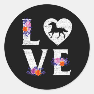 Niedliches Pferd Lover Girls Liebe Reiten Runder Aufkleber