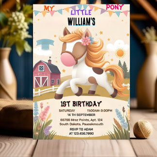 niedliches Pferd mein kleines Pony 1. Geburtstag Einladung