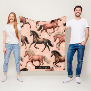 Niedliches Pferd rosa Nahtlos Fleecedecke