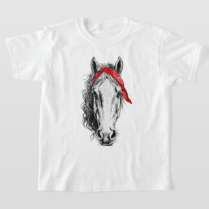 Niedliches Pferd trägt Western Red Bandana T-Shirt