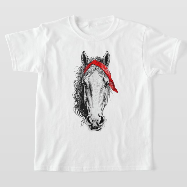 Niedliches Pferd trägt Western Red Bandana T-Shirt (Ablage )